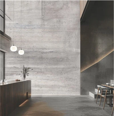 Flexibele travertijnwand- en vloertegels: interieur en exterieur